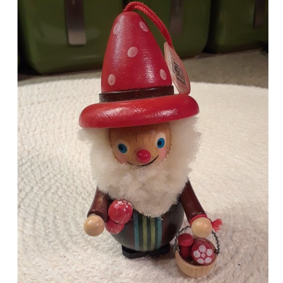 RARE Vintage Steinbach Mushroom Picker Forest Gnome with Tag - Picture 1 of 7